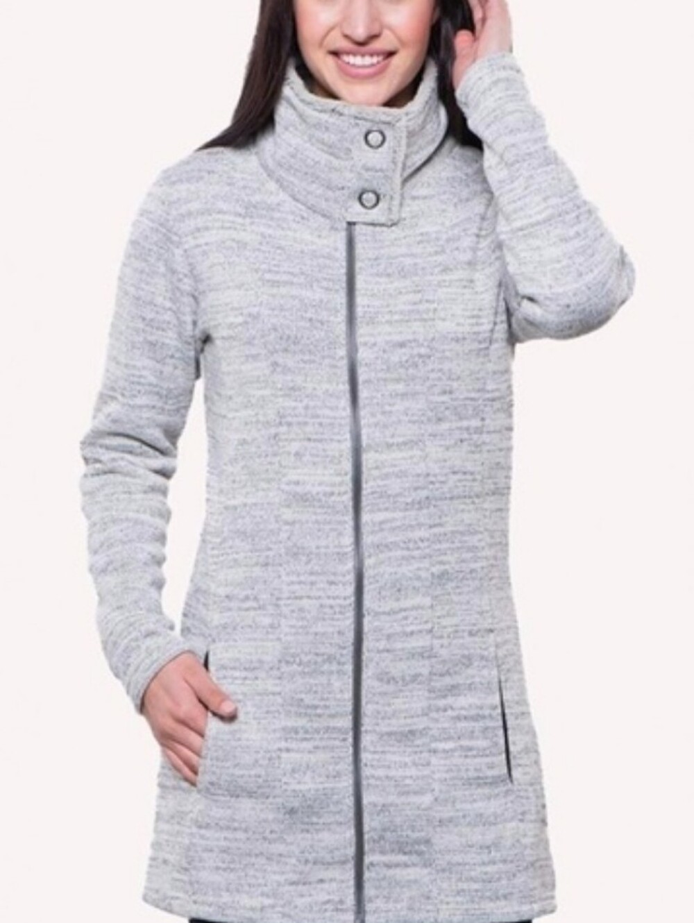 Kuhl Alaska Long Sweater Jacket Womens XS Gray Fleece Full Zip Outdoor Coat
